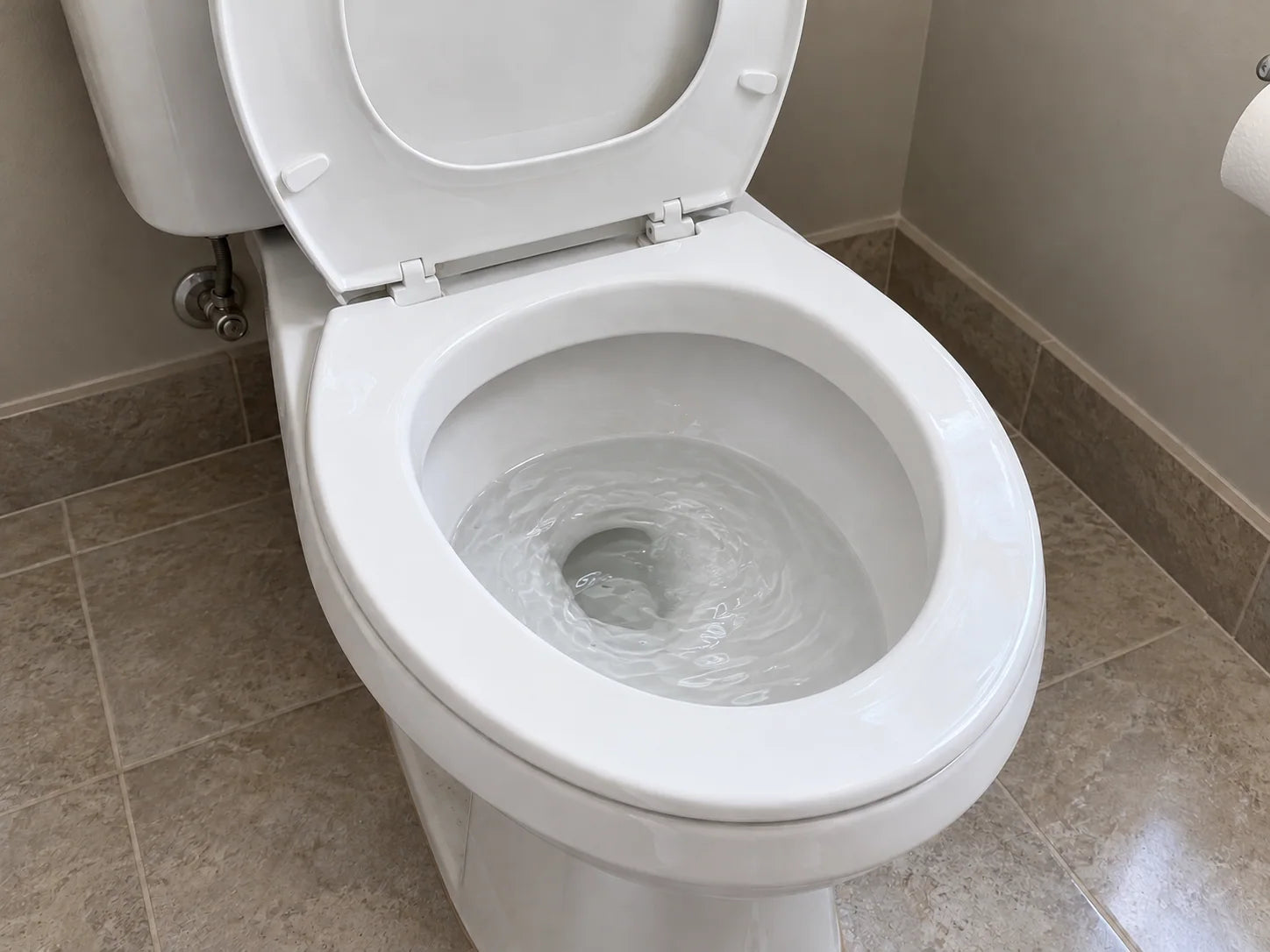 The same illustrative toilet with clear low water after care