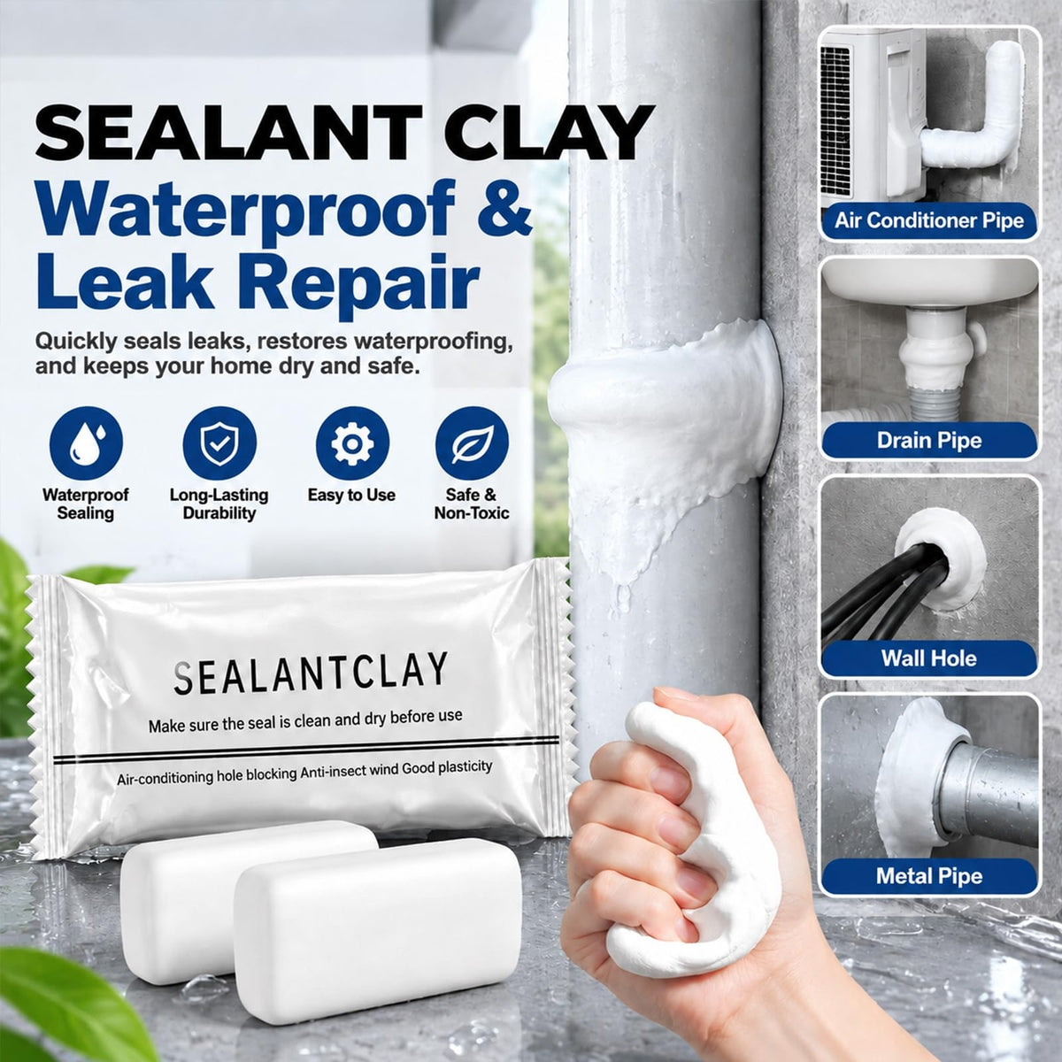 Waterproof Sealant Putty 10-Pack Eco-Friendly, Multi-Purpose Sealing Putty