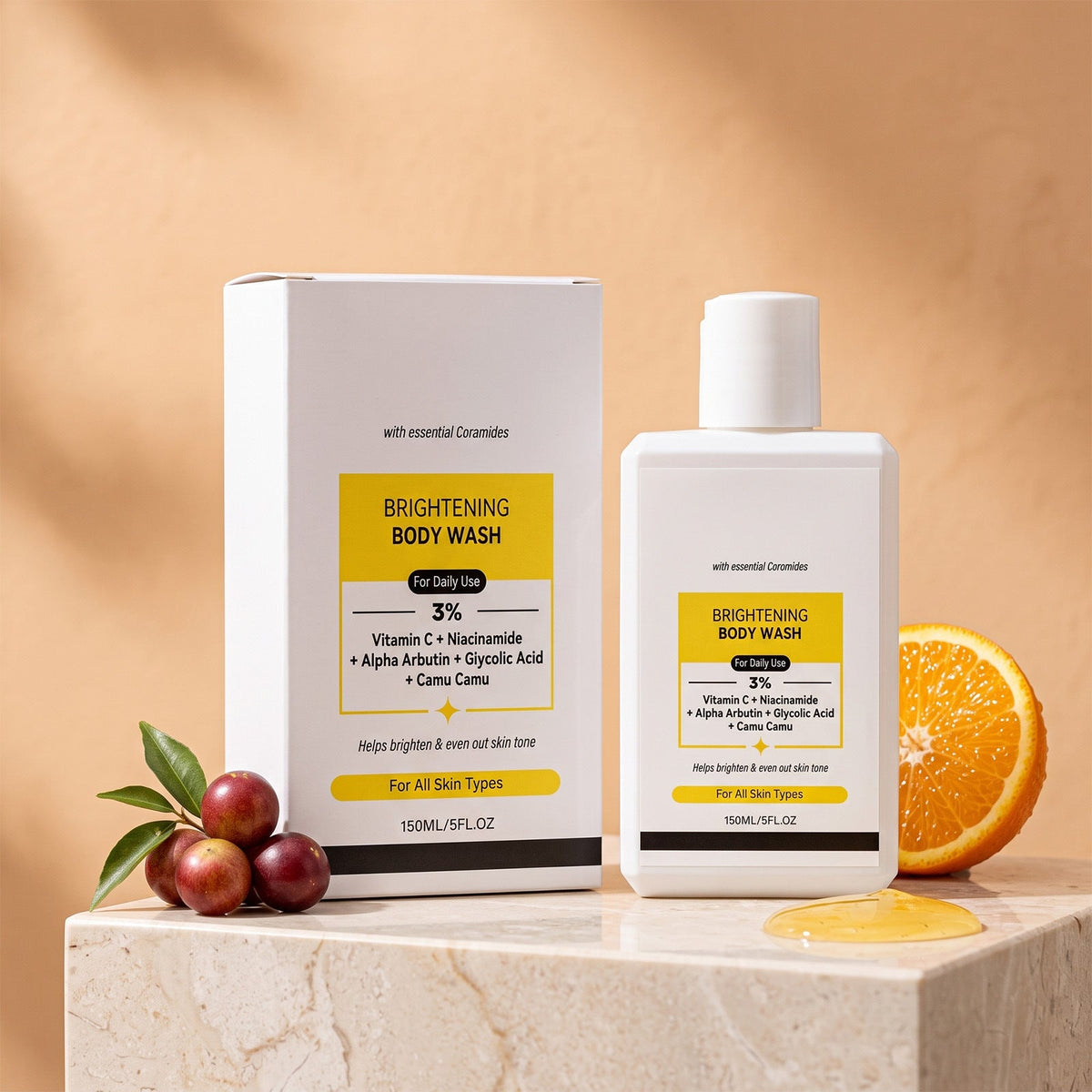 Vitamin C & Niacinamide Brightening Body Wash for Dark Spots & Uneven Skin Tone
