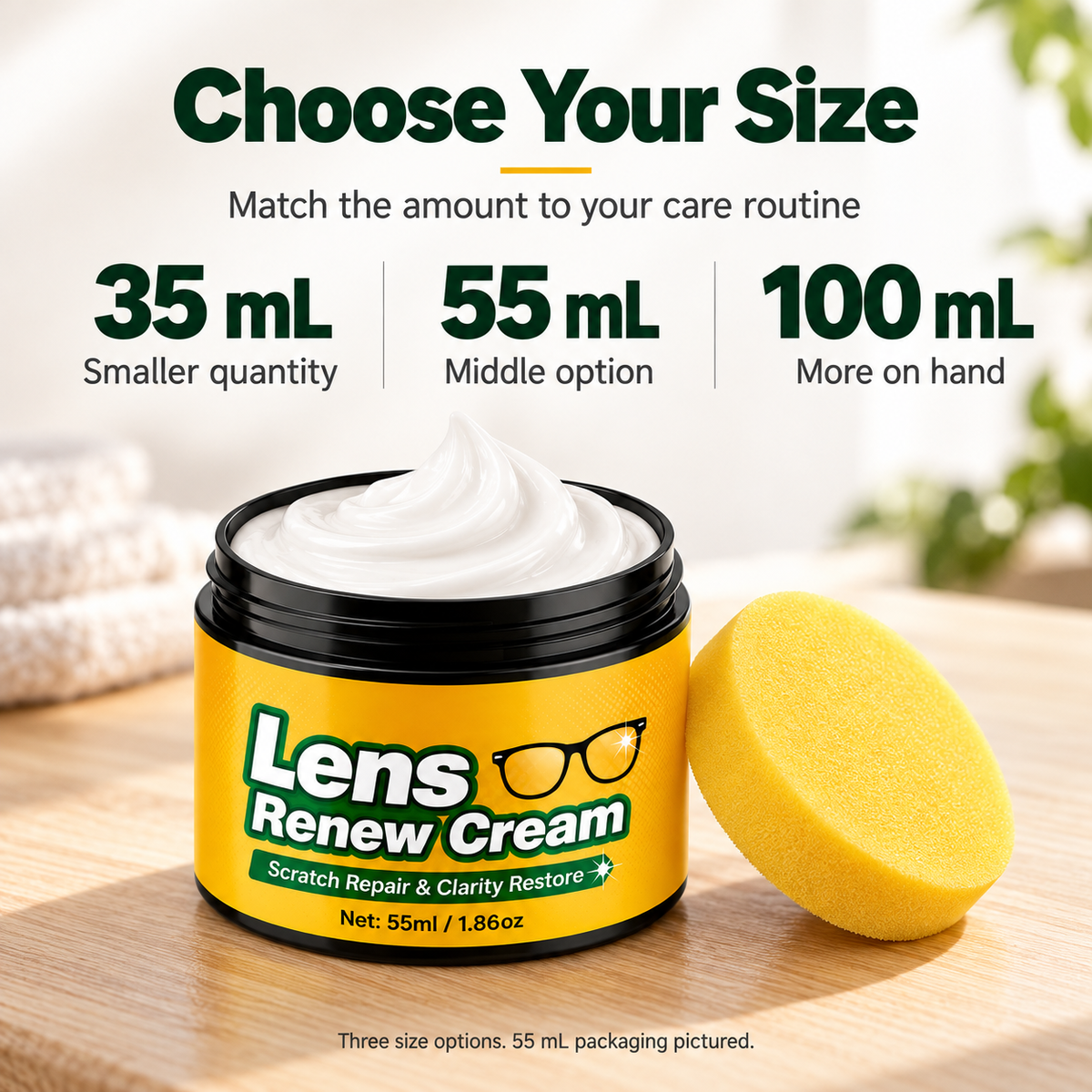 Lens Scratch Repair Cream Set with Sponge for Glasses Goggles Face Shields and Helmet Visors