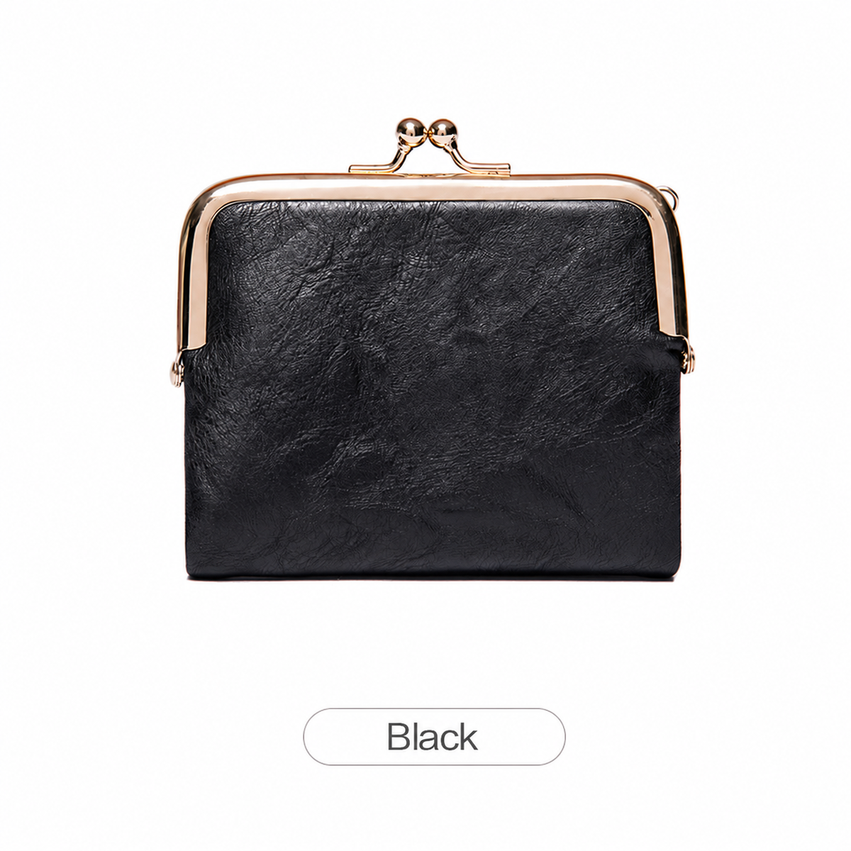 Vintage Kiss-Lock PU Leather Bifold Wallet With Coin Purse