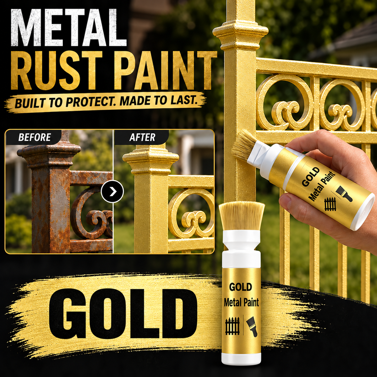 ✨New Arrival✨🖌️🏠Water-Based Metallic Silver Paint with Built-in Brush💥👍