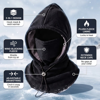 SnugHood Fleece Balaclava – Adjustable 3-in-1 Hood, Face Mask & Neck Warmer
