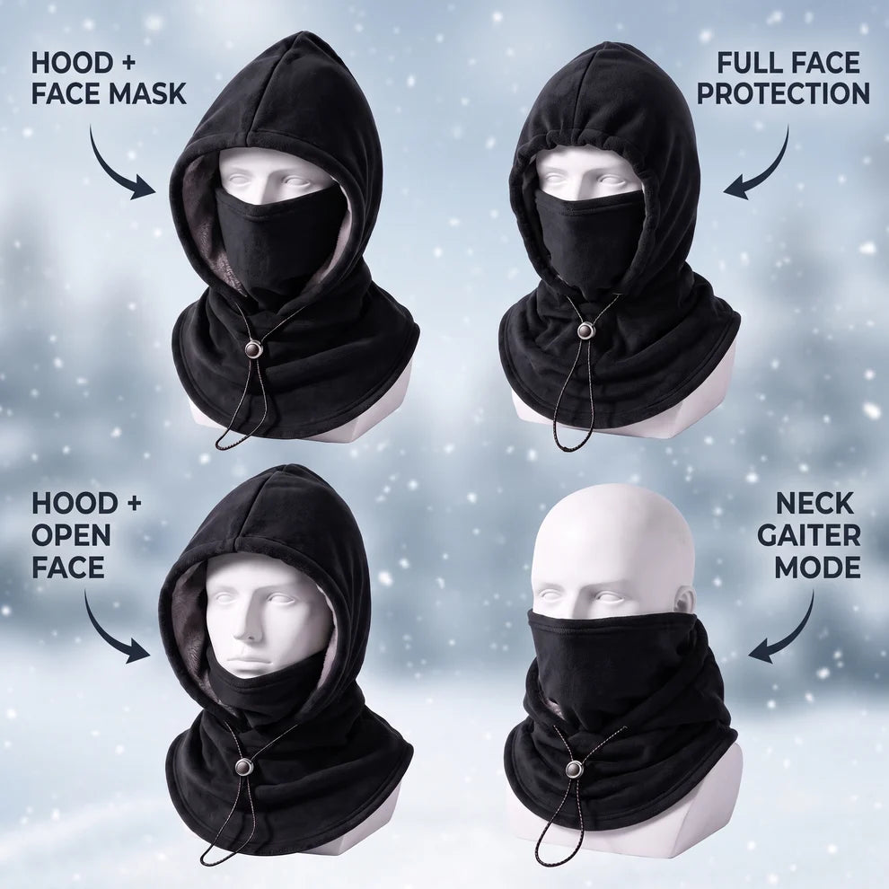 SnugHood Fleece Balaclava – Adjustable 3-in-1 Hood, Face Mask & Neck Warmer