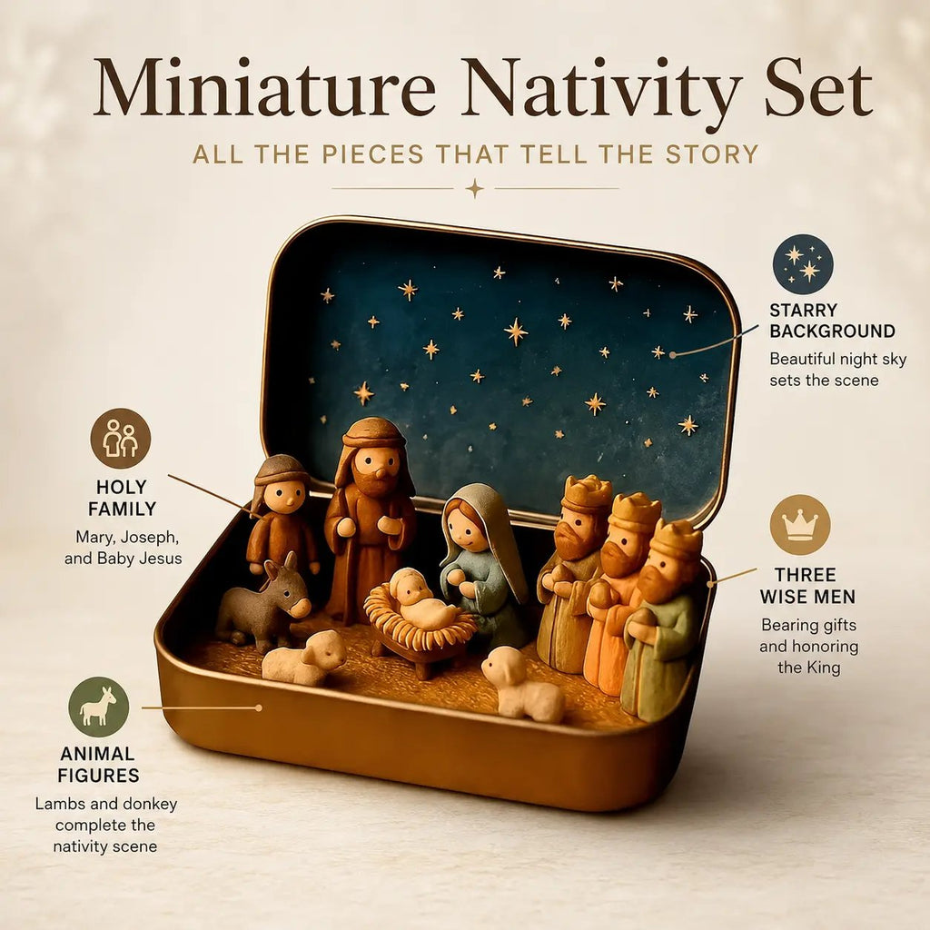 ✝️🙏 Mini Nativity Scene Keepsake Tin — Pocket-Sized Christmas Holy Family Set