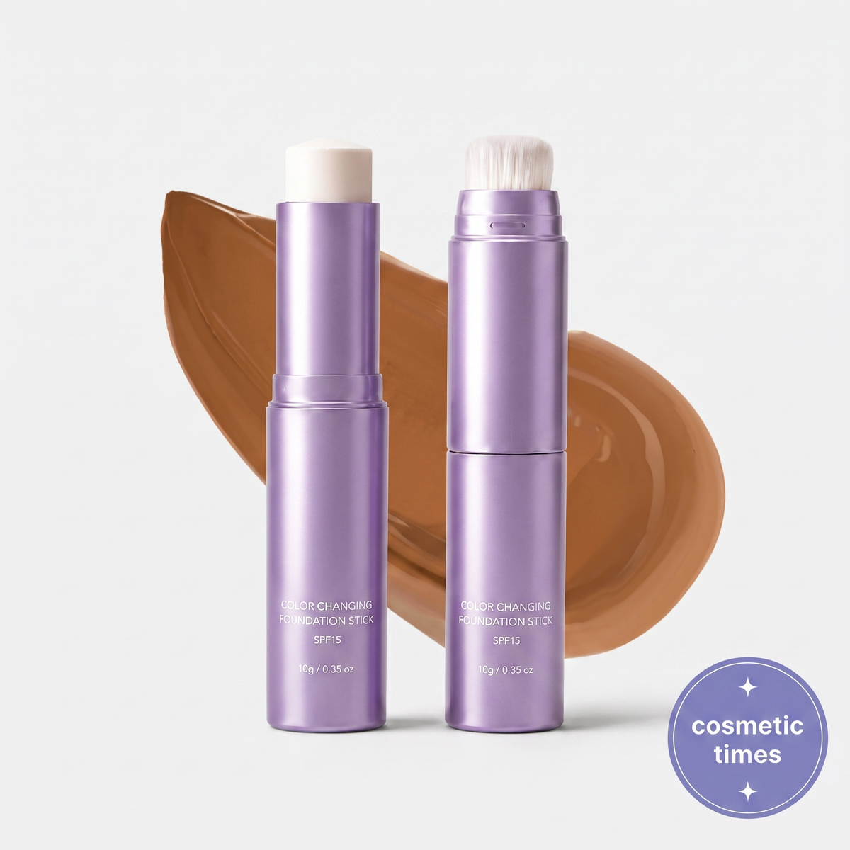2-in-1 Color Changing Foundation Stick – Built-in Brush, Buildable Coverage, Portable 🤍