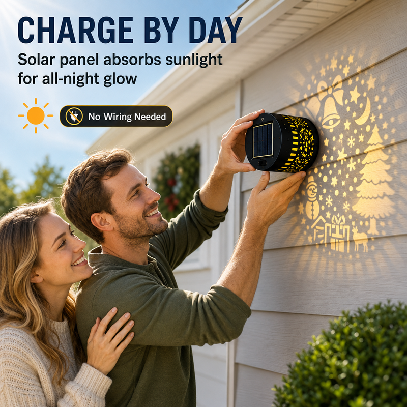 🎄 50% OFF! ❄️ Solar Wall Projection Light – IP65, auto on/off & festive patterns ✨