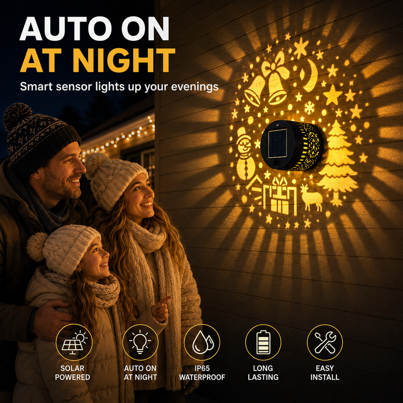 🎄 50% OFF! ❄️ Solar Wall Projection Light – IP65, auto on/off & festive patterns ✨