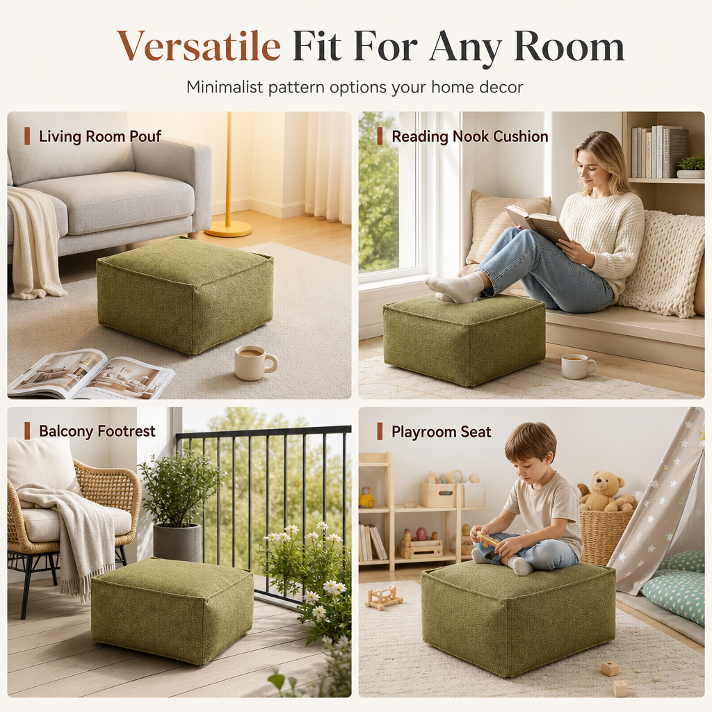 ⏳Time-Limited Special⏰Boho Storage Ottoman Pouf Cover – fill with clothes & blankets, supports 220 lbs, washable canvas. Tidy & cosy! 🏠✅