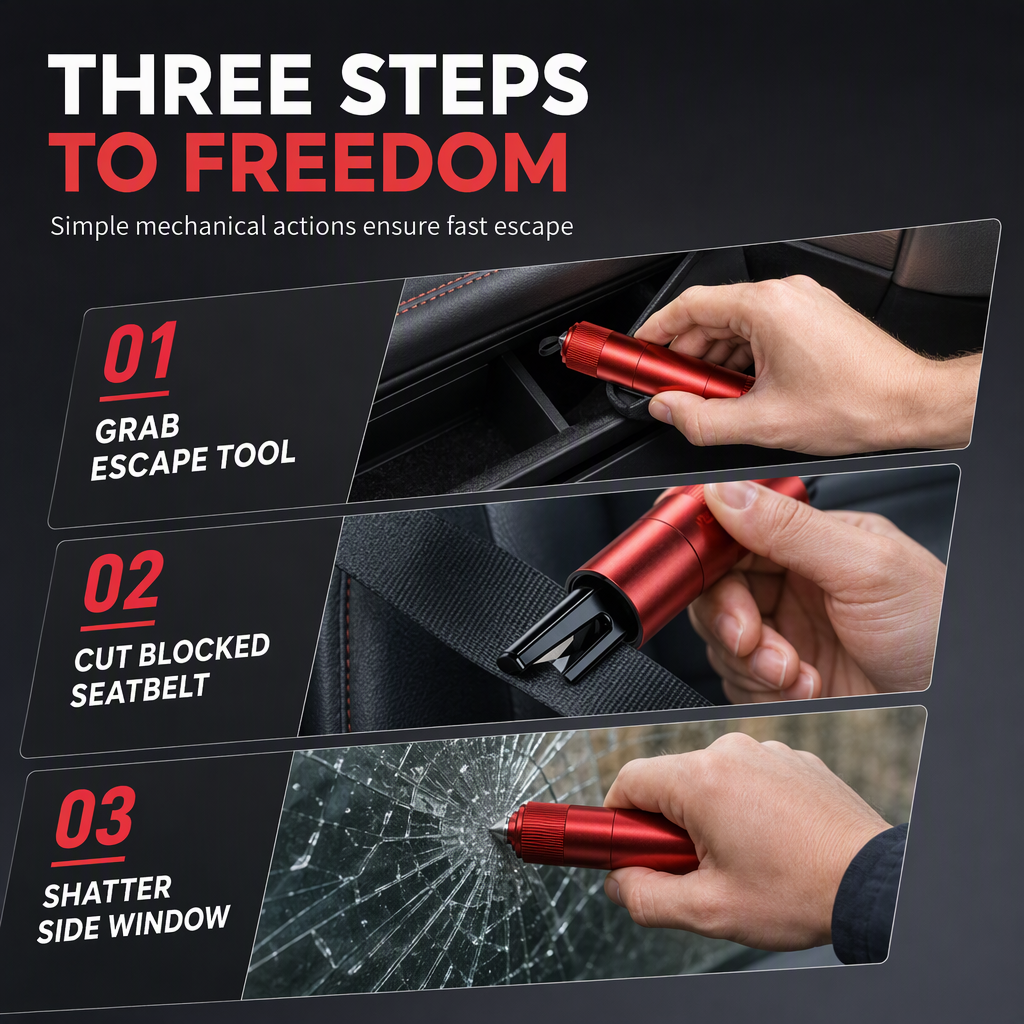 🚨🔥 SALE! Mini Car Safety Hammer 2-in-1 – Window Breaker & Seatbelt Cutter, Lifesaving Tool for Car Emergencies!