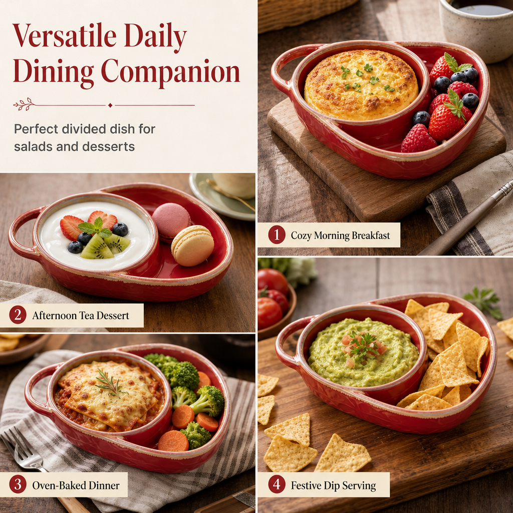 🥳2026 HOT SALE🥳💞50K+ SOLD! 🍲✨ 50% OFF! Retro Ceramic Divided Baking Dish – vintage embossed design, dual compartments keep dips & sides separate, microwave safe. Elegant dining for every occasion! ❤️✅