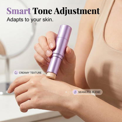 2-in-1 Color Changing Foundation Stick – Built-in Brush, Buildable Coverage, Portable 🤍