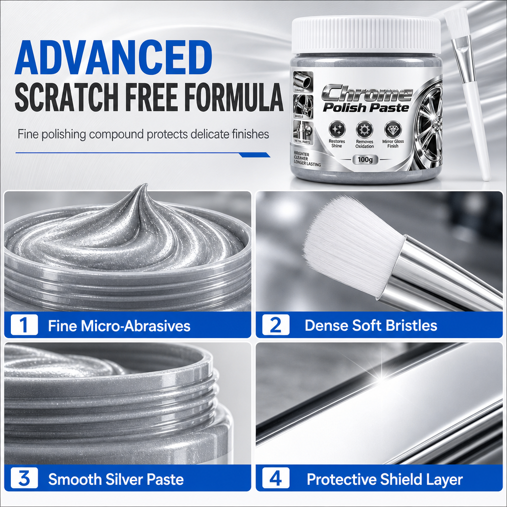 Metal Chrome Polish & Restorer Paste with Brush✨