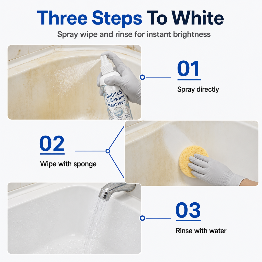 Bathtub Yellowing Remover and Ceramic Cleaner with Sponge