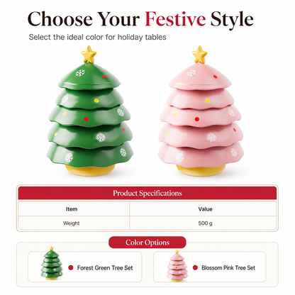 🎁2026 Christmas Sale🎅Creative Christmas Tree Shaped 5 Compartment Dipping Sauce Dish and Snack Serving Tray for Home Living Room