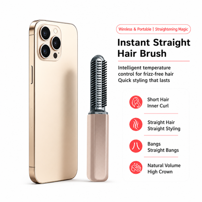 🎉50% Off! 👩Portable Cordless Mini Hair Straightener Brush USB Rechargeable Electric Heated Styling Comb for Bangs and Curling
